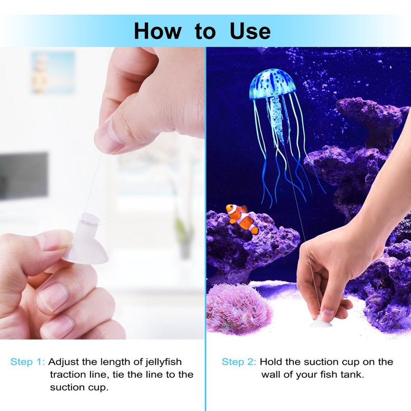 DaToo Aquarium Artificial Glowing Jellyfish Fish Tank Ornament Aquarium Silicone Decoration, 6 Pack, 1 Yr Warranty - Image 5
